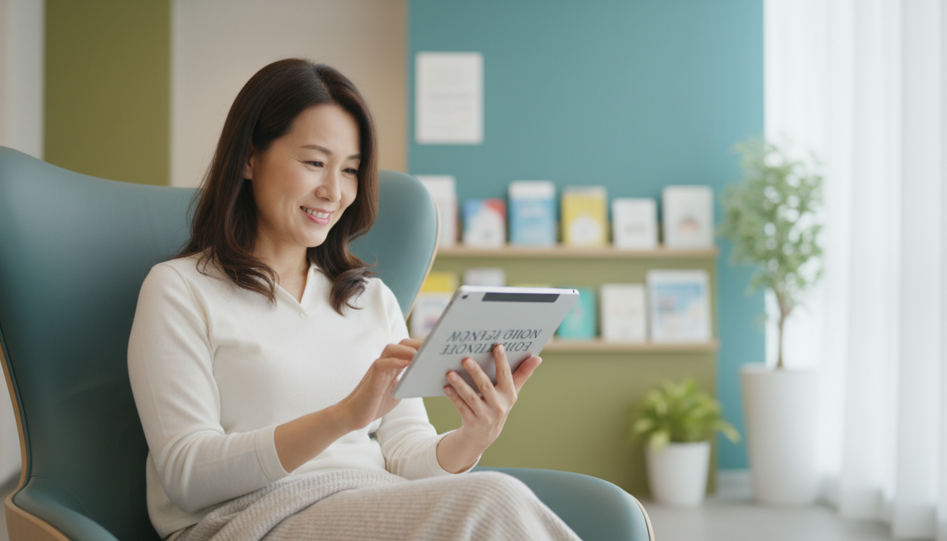 Patient reviewing information